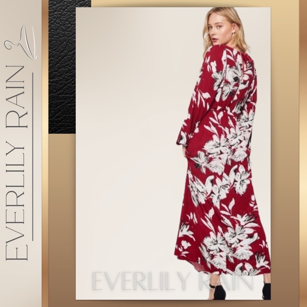 Gorgeous Red Floral Maxi Dress - Picture 7 of 11